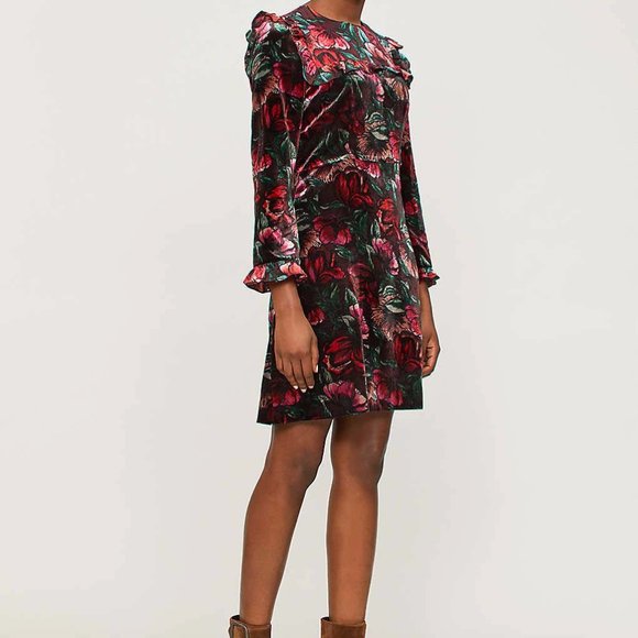 Sandro Floral Velvet Dress - Picture 5 of 11